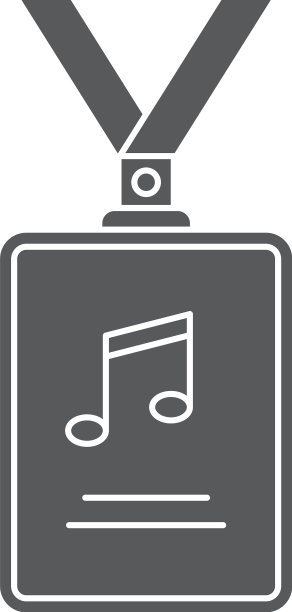 白色背景上的音乐职员徽章图标符号图片下载