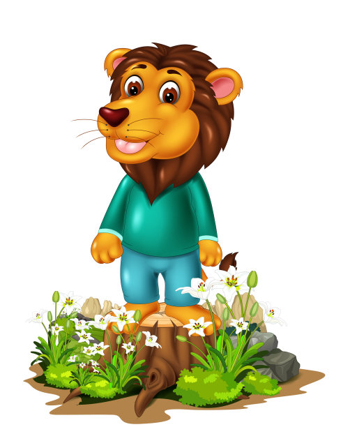 棕色的狮子在绿色衬衫卡通图片下载