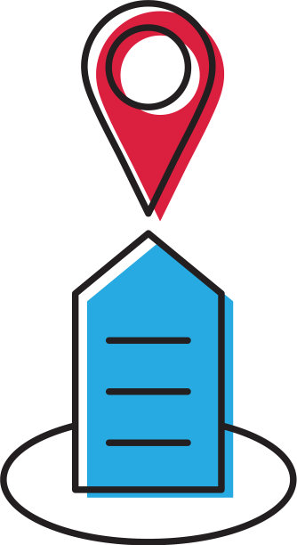 办公大楼和地图引脚图标符号隔离图片下载