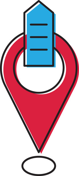 办公大楼和地图引脚图标符号隔离图片下载