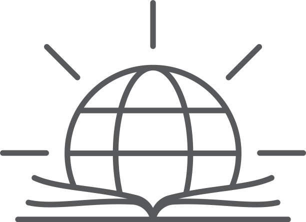 打开书与地球仪图标隔离在白色图片下载