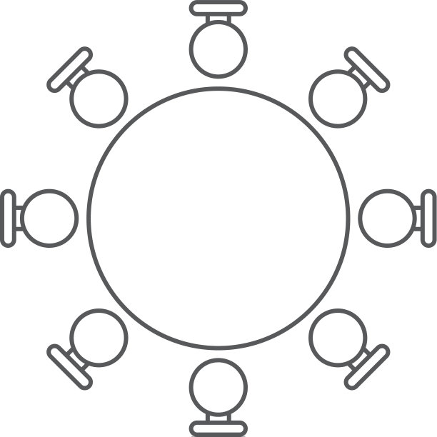 圆桌和椅子顶部视图图标孤立上图片下载