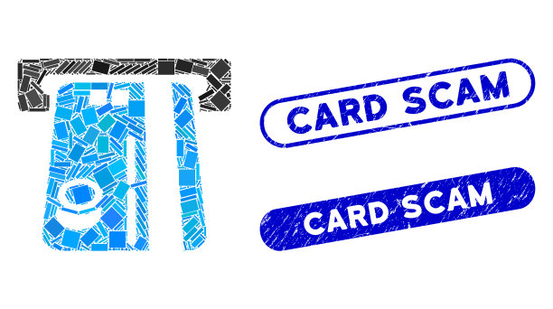 矩形马赛克银行ATM与垃圾卡诈骗图片下载