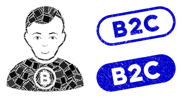 矩形拼贴：比特币男人与复古B2C图片下载