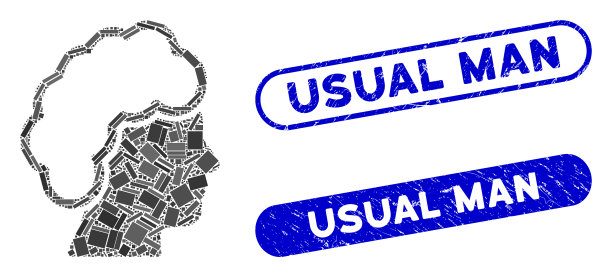 矩形拼贴金发与痛苦的侧面图片下载