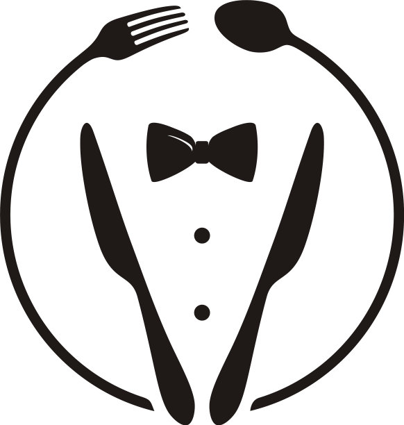 领结西装勺子叉子刀餐厅标志图片下载