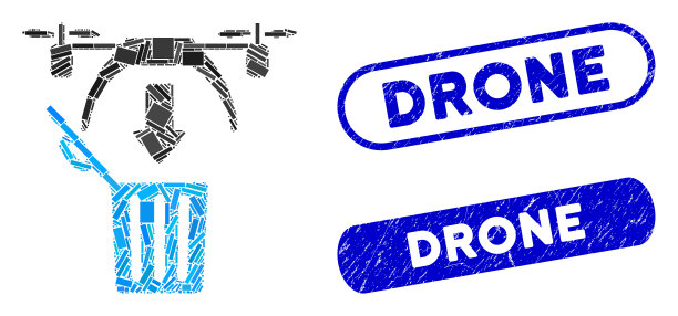 矩形拼贴垃圾无人机与划痕无人机图片下载