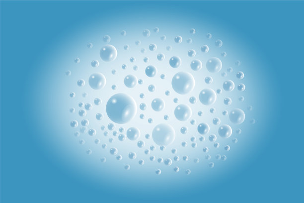 肥皂泡沫与泡沫在蓝色的水背景图片下载