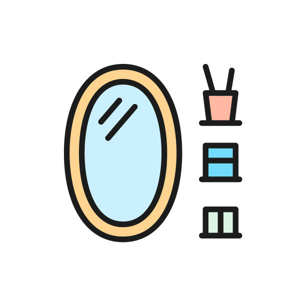 椭圆形浴室镜平色线图标图片下载