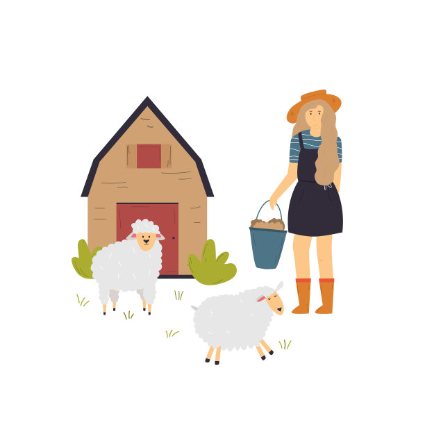 一个农家女孩照看羊群的场景图片下载