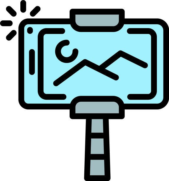 智能手机照片景观图标轮廓风格图片下载