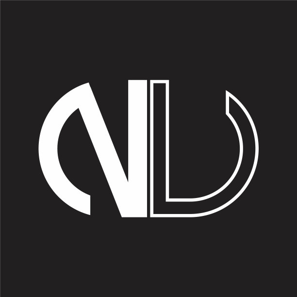 nu字母椭圆形负空间徽标图片下载