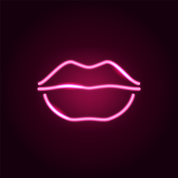 唇上的霓虹招牌上有一条黑色的细线图片下载