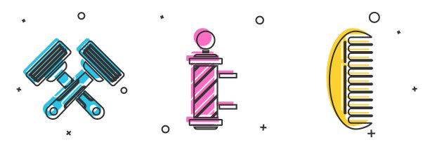 套交叉剃须刀经典理发店图片下载