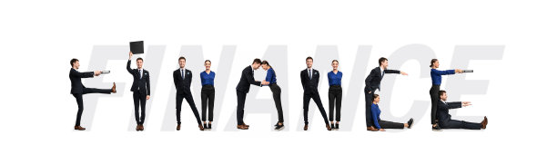 一群人在演播室形成金融词图片下载