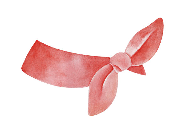 水彩插图打结亮红色固体颈围巾。一个物体，正面。手绘水彩图形素描，剪纸剪辑艺术元素的创意设计装饰。图片下载