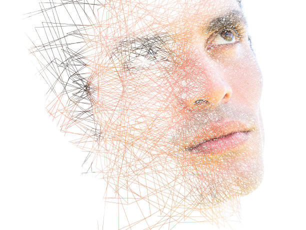 一幅结合了数字插图的肖像图片下载