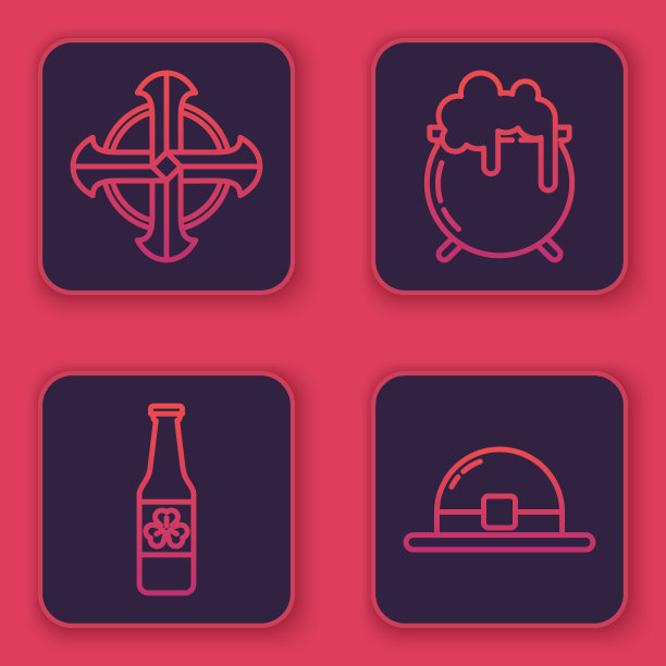 设置线凯尔特交叉啤酒瓶与四叶图片下载