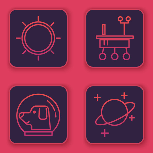 Set line太阳狗在宇航员头盔火星漫游者图片下载