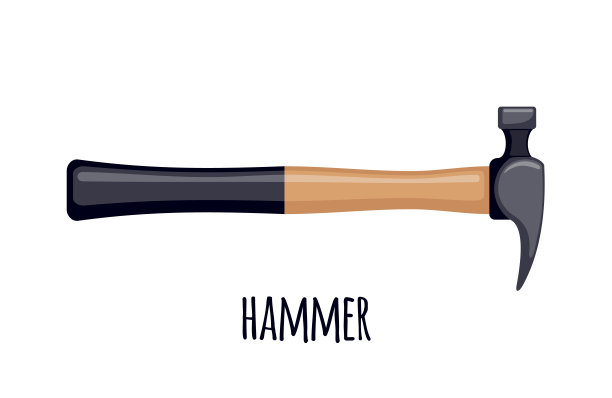 矢量锤图标在平面风格孤立的白色背景。图片下载