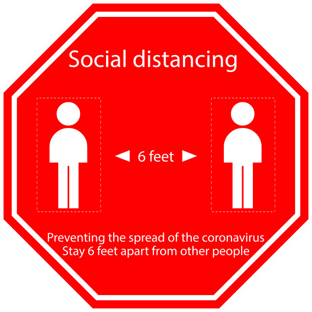 图标人的概念社交距离保持6英尺的其他人，实践到位，以执行社交距离，矢量插图图片下载