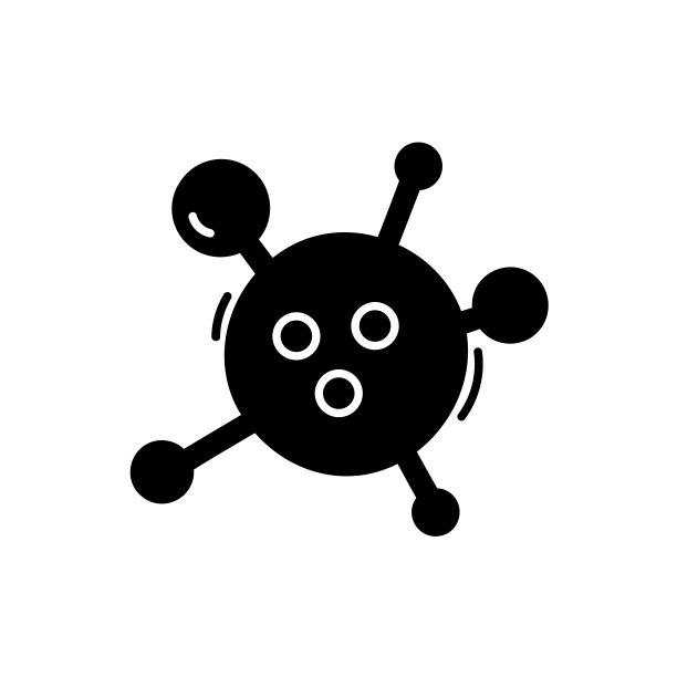 黑色冠状病毒细菌病毒矢量图标插图，白色背景隔离。轮廓标志，象形图。 Covid-19概念插图图片下载