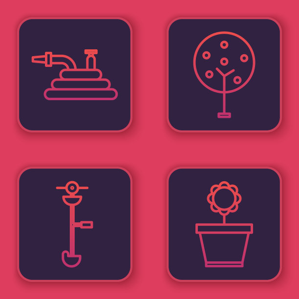 设置线花园软管或消防软管草和杂草图片下载