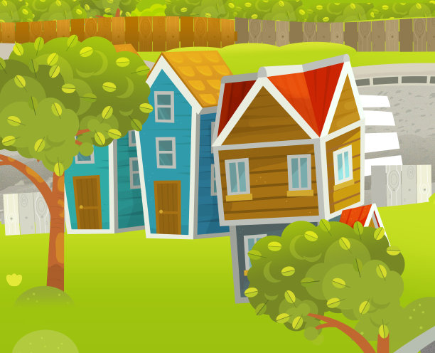 卡通的快乐和有趣的场景，为不同用途的城市中心图片下载