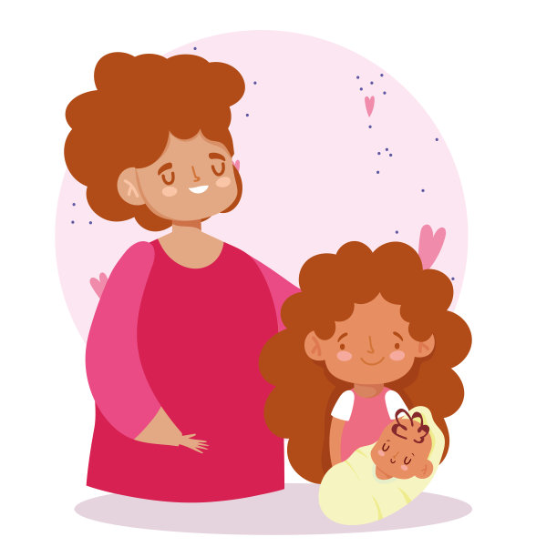 母亲和女儿一起抱宝宝，家庭日图片下载