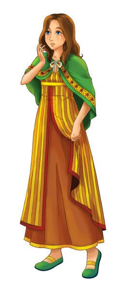 卡通公主穿着旧衣服在白色的背景图片下载