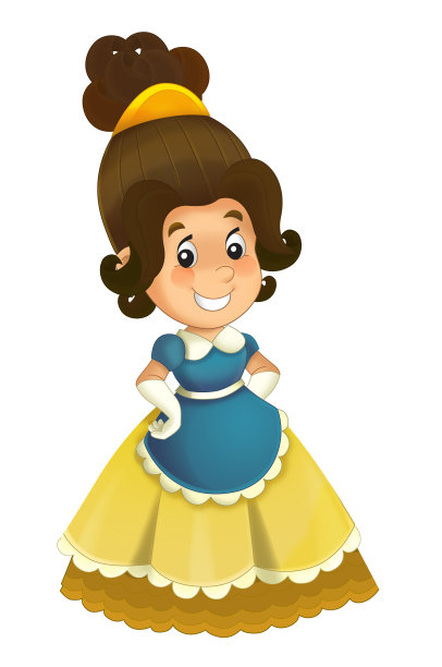 卡通人物-公主愉快的站着和微笑-孤立的白色背景图片下载