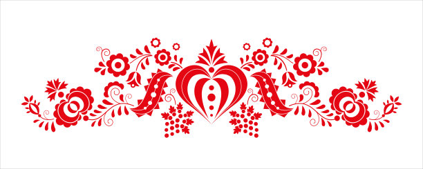 传统民间装饰。来自波德卢齐地区的捷克装饰品。花刺绣装饰符号孤立在白色的背景。矢量图图片下载