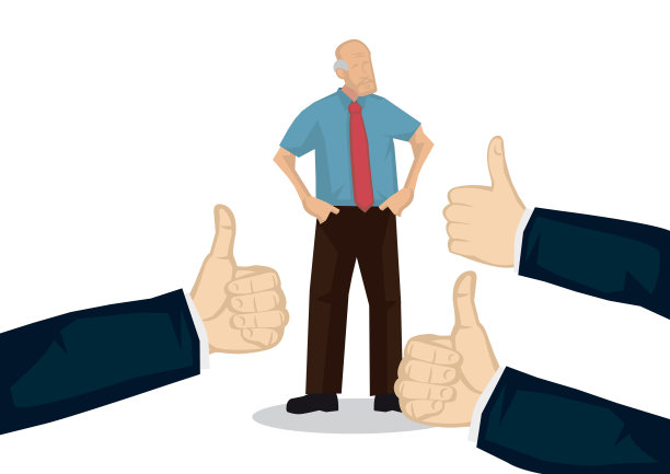 老人因为工作出色而受到表扬。努力工作、认可或欣赏的概念。图片下载