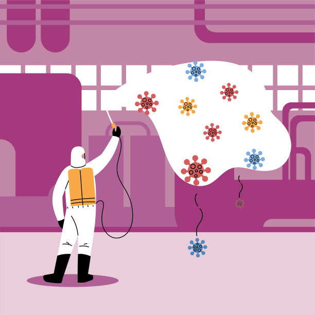 穿西装的人正在用COVID-19对行业进行消毒图片下载