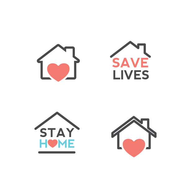 居家隔离和预警，阻止新冠肺炎传播。安全的字体排版海报与文本标志，灰标签或标签。病毒载体插图图片下载