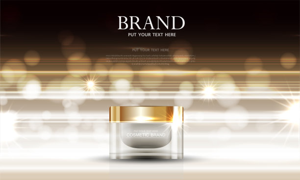 补水面部护肤年度特卖或节日特卖。金膏面膜瓶上隔离亮片颗粒背景，用于产品展示。优雅的化妆品广告，矢量插图图片下载
