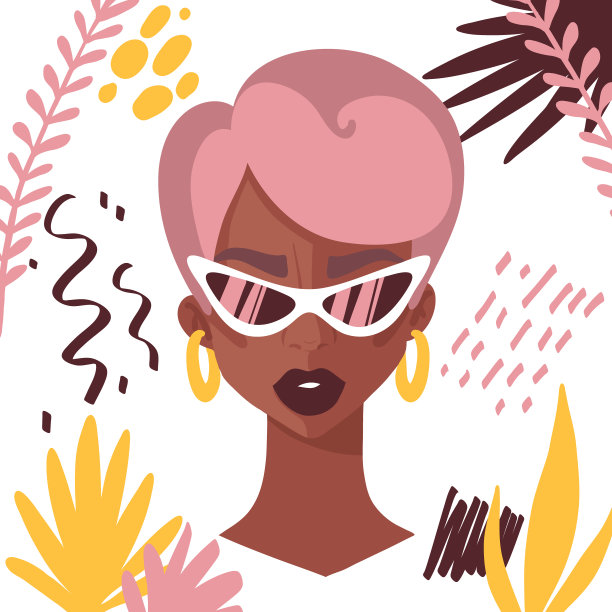 一个戴着太阳镜的模特的时尚肖像。图片下载