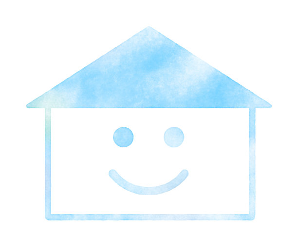 呆在家里。一个简单的房子形状的插图，水彩纹理图片下载