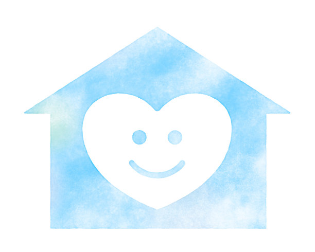 呆在家里。一个简单的房子形状的插图，水彩纹理图片下载