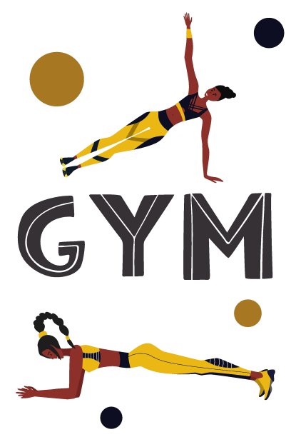 运动非洲女性性格锻炼健身。运动健康的生活方式健康的概念与Fit黑人妇女做普拉提，训练。矢量平面插图图片下载