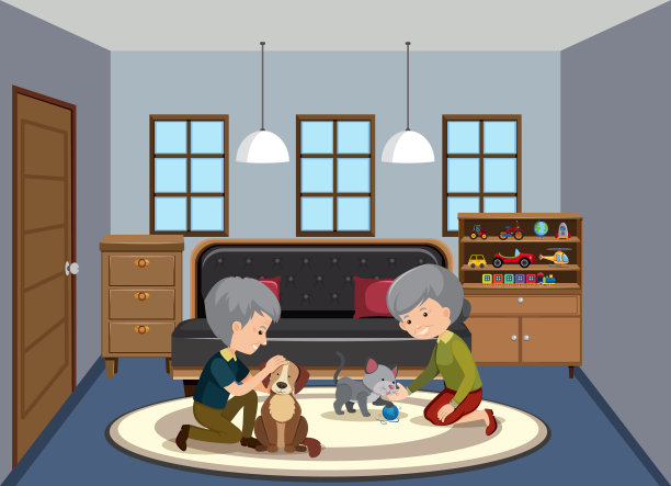 背景场景:一对老夫妇呆在家里图片下载