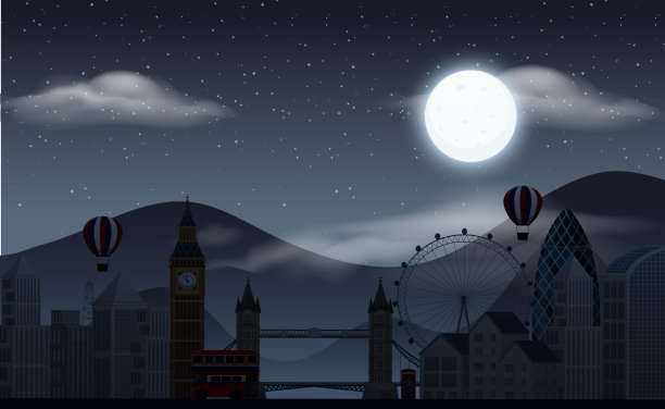 背景场景与黑暗的天空之上的游乐园图片下载