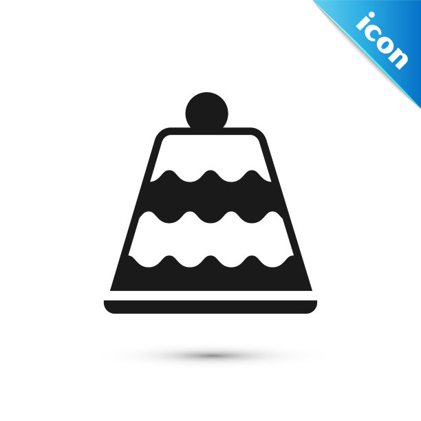 灰色蛋糕图标孤立在白色背景。生日快乐。向量图片下载