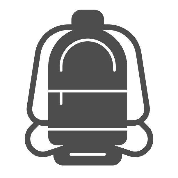 双肩包固体图标，夏季旅游概念，运动双肩包标志在白色背景，旅行双肩包图标在字形风格的移动概念和网页设计。矢量图形。图片下载