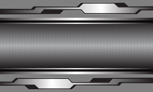 抽象的银灰色光泽金属网纹黑色六边形网纹空白空间设计现代豪华未来主义背景矢量插画。图片下载
