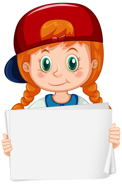 空白标志模板与可爱的女孩在白色的背景图片下载