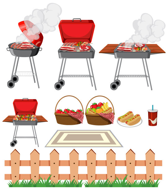 一套烧烤项目的白色背景图片下载