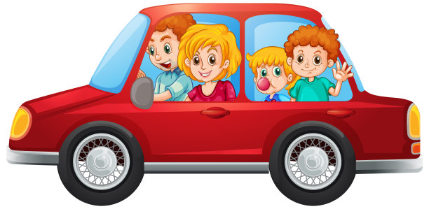 幸福的家庭在车里图片下载