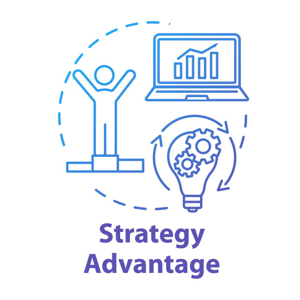 战略优势概念图标。效益和胜利。建筑的目标。竞争的商业计划。赢得挑战。创新理念细线插图。矢量隔离轮廓RGB彩色绘图图片下载
