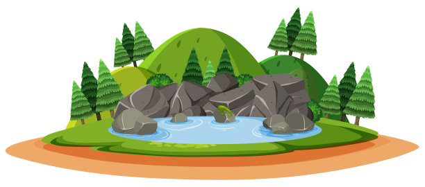 白色背景上的森林土地上的大石头图片下载